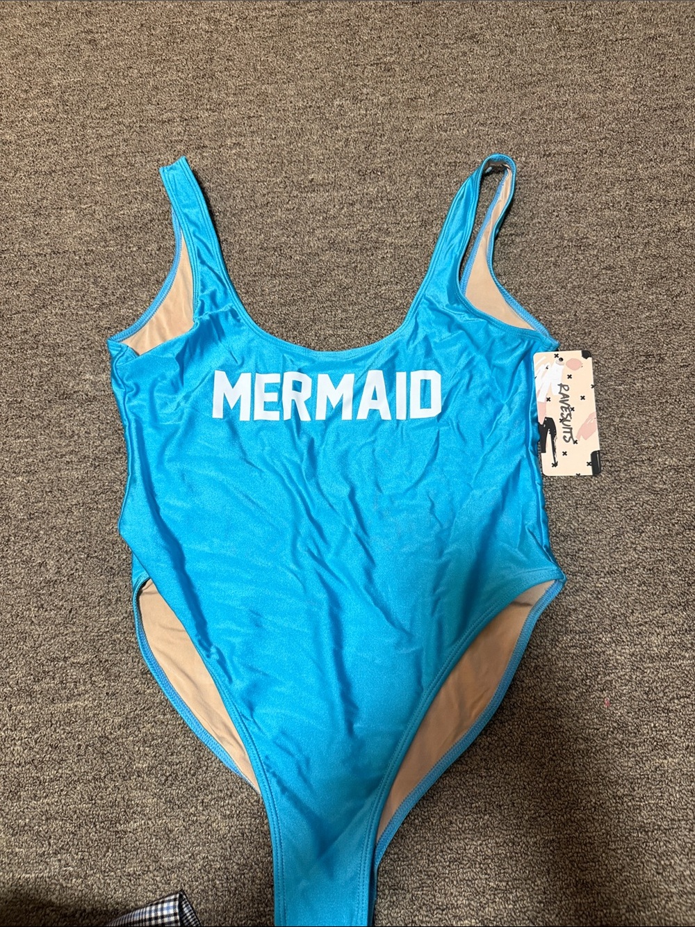 Mermaid Blue One-Piece Swimsuit - Graphic Scoop Back
